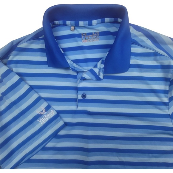 Under Armour Men's Golf Polo Blue Striped Size Large Valhalla Golf Club